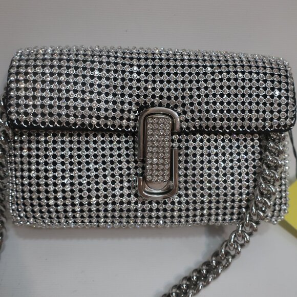 NWT Womens Marc Jacobs Silver Rhinestone Crystal Chain Strap Shoulder Handbag - Picture 4 of 12
